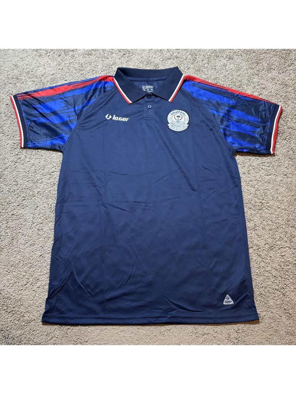 Alkhowildiah Club Saudi Arabia Soccer Polo Shirt Laser Brand Men's 2XL Blue Red